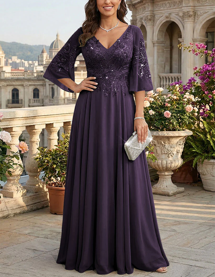 Sage Green Sequin-Embellished Chiffon Maxi Dress