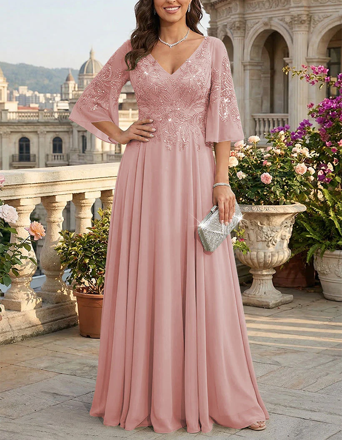 Sage Green Sequin-Embellished Chiffon Maxi Dress