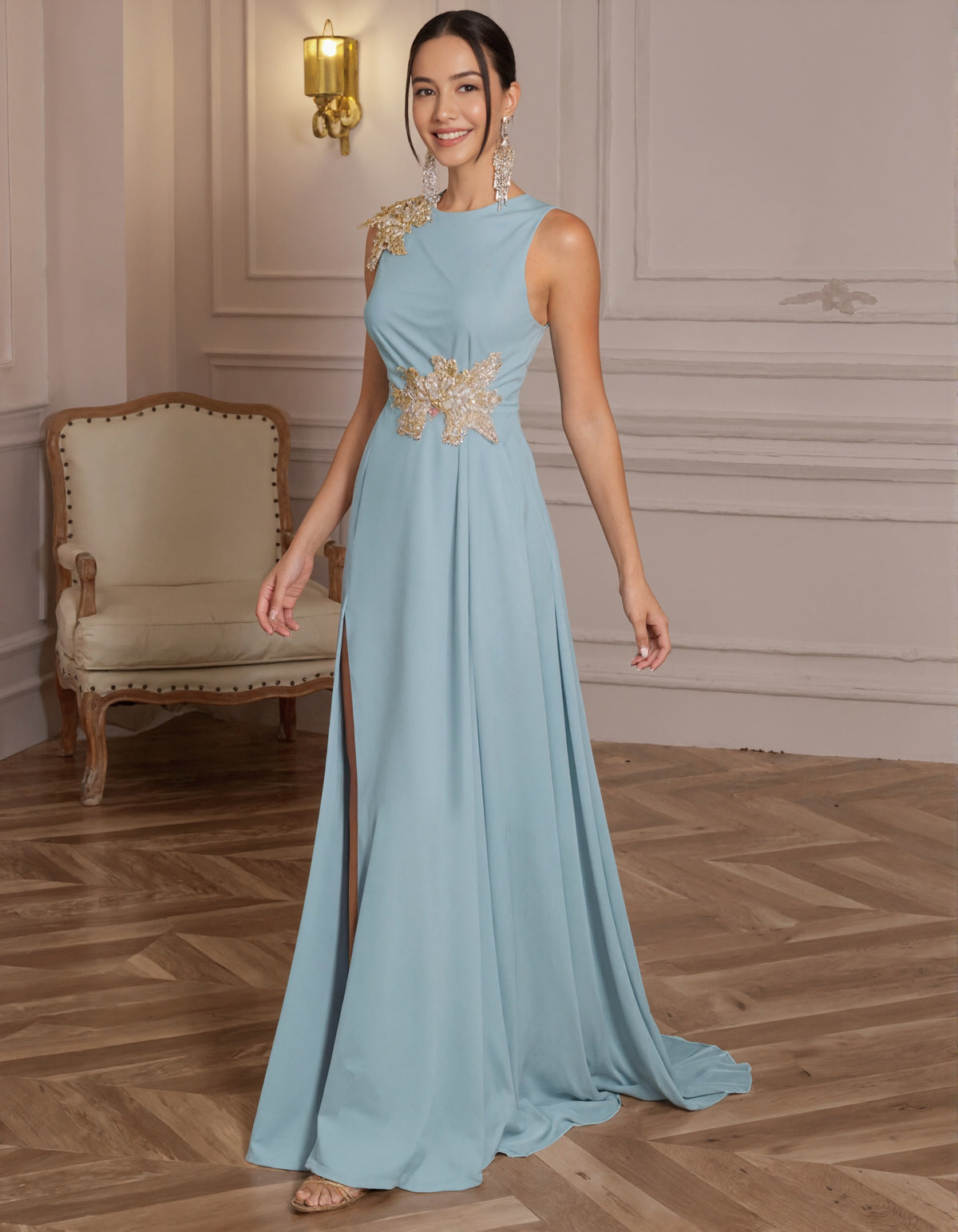 Sky Blue Sleeveless Maxi Dress