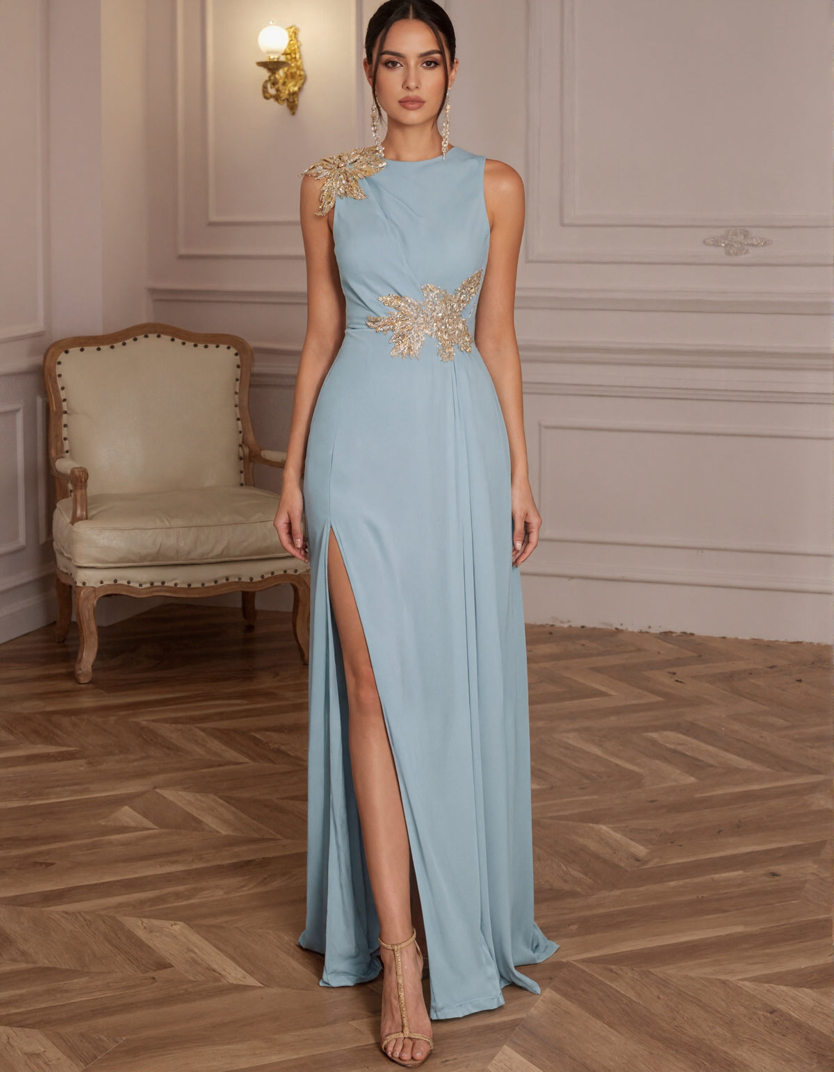 Sky Blue Sleeveless Maxi Dress