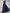 Navy Blue Chiffon Floral Print Crew Neck Maxi Dress