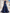 Navy Blue Chiffon Floral Print Crew Neck Maxi Dress