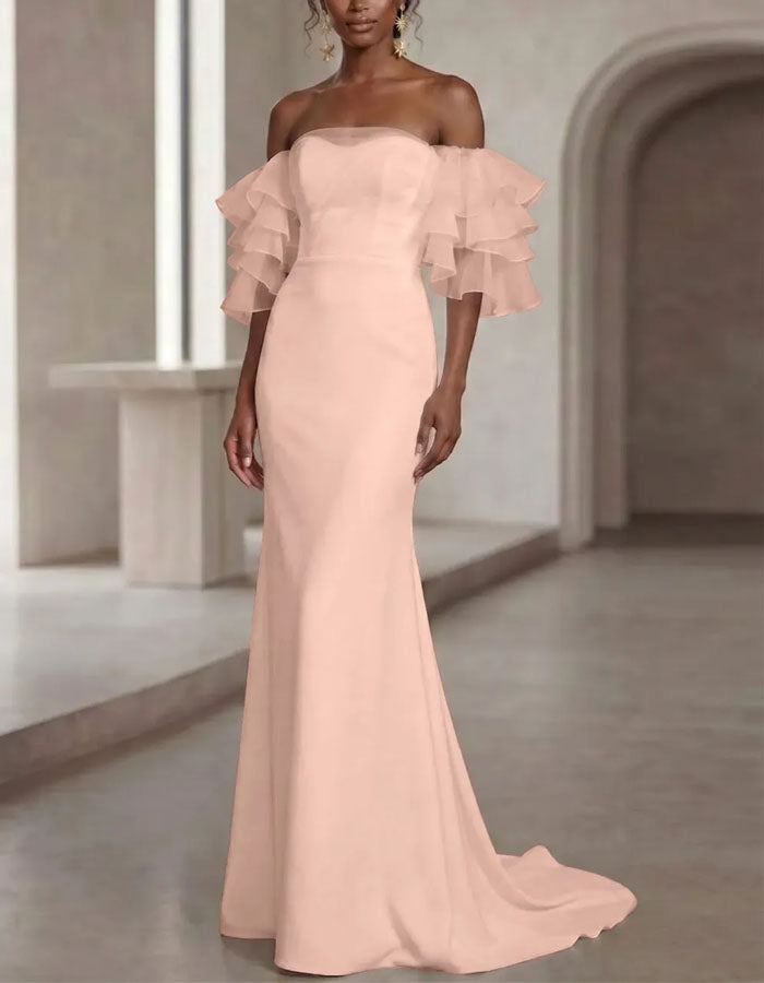 Solid Color Strapless Maxi Dress