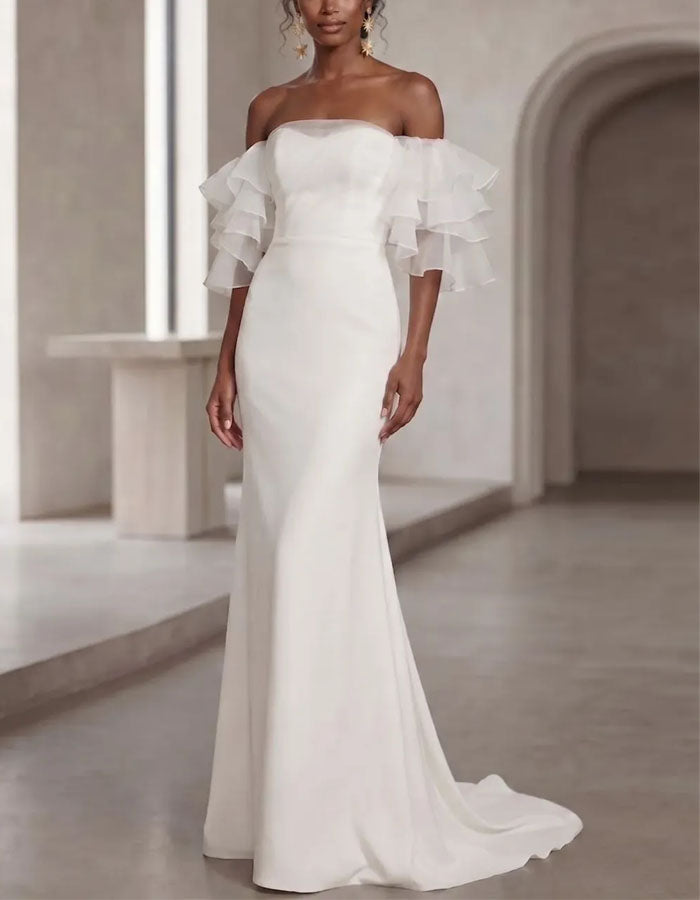 Solid Color Strapless Maxi Dress