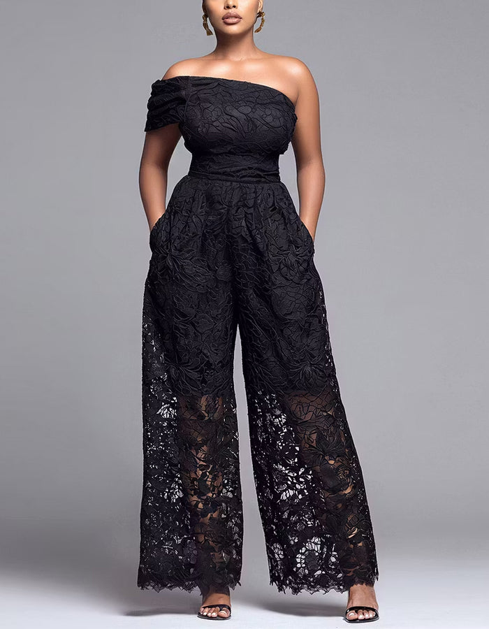 Black Floral Lace Jumpsuit