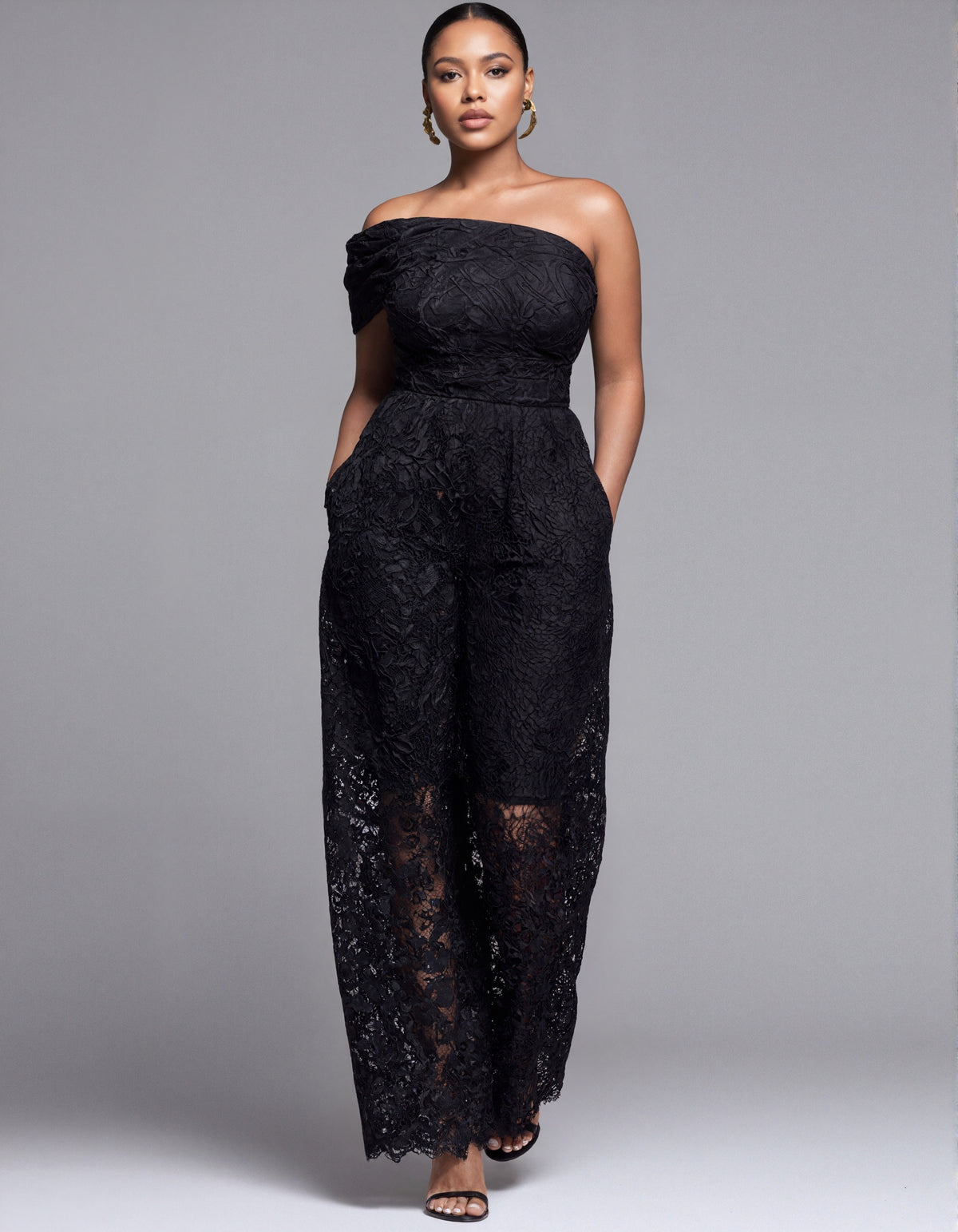 Black Floral Lace Jumpsuit