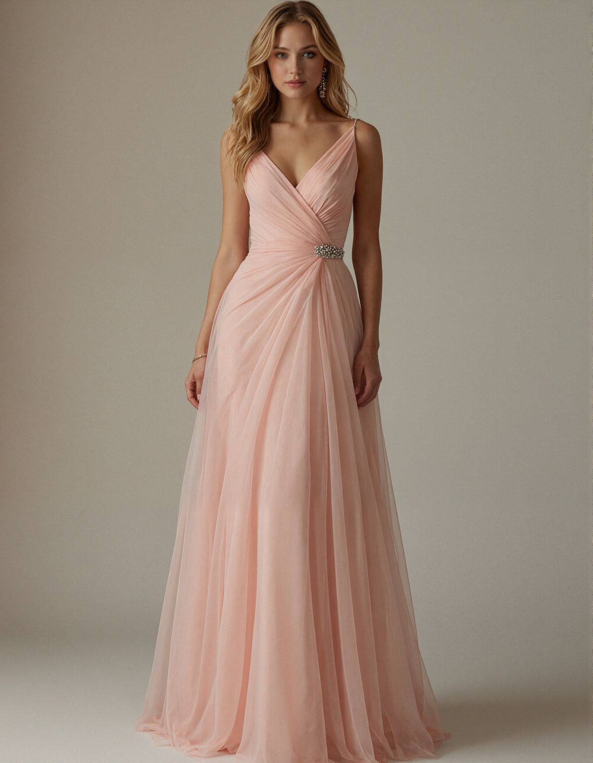 Pink Multi Layered Chiffon Camisole Maxi Dress