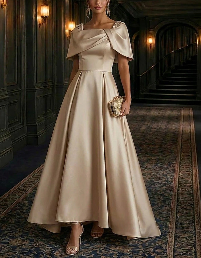 Champagne Satin Maxi Dress