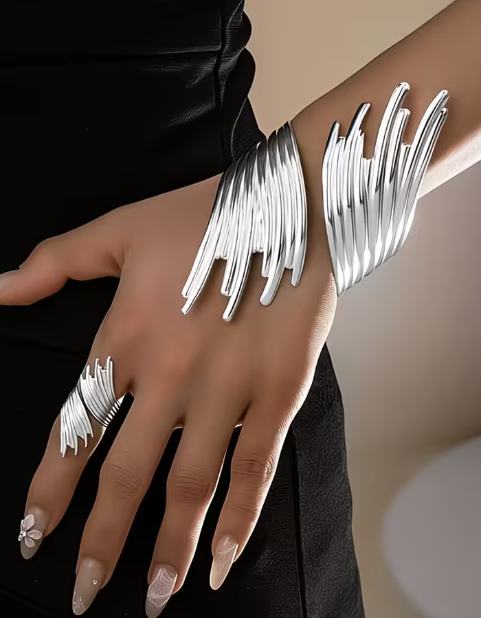 Irregular Tassel Lines Bracelet And Ring Set