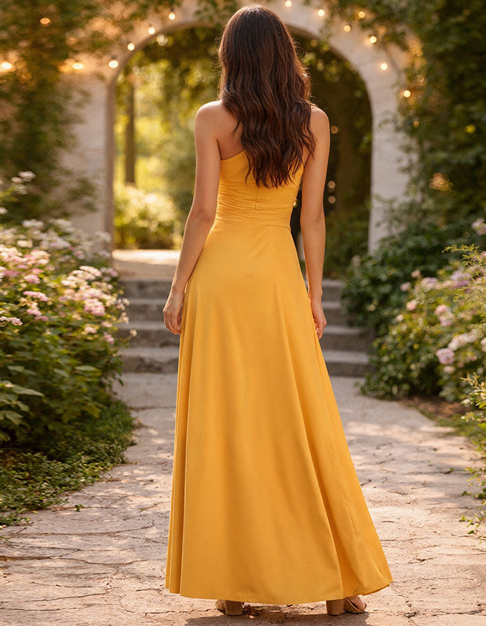 Yellow Off Shoulder Twisted Waist Maxi Dress