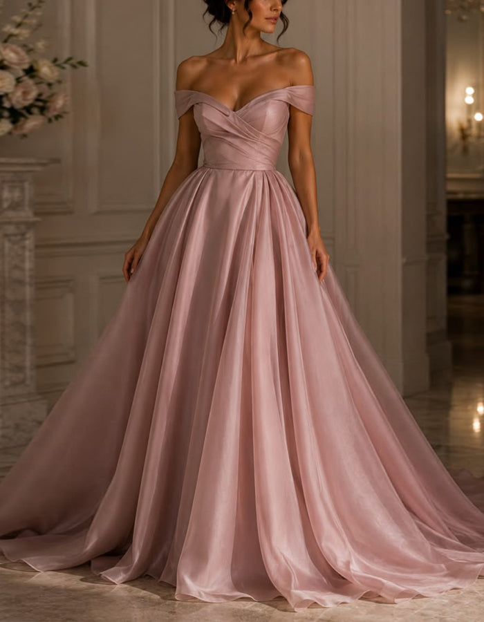 Pink Off The Shoulder Maxi Dress