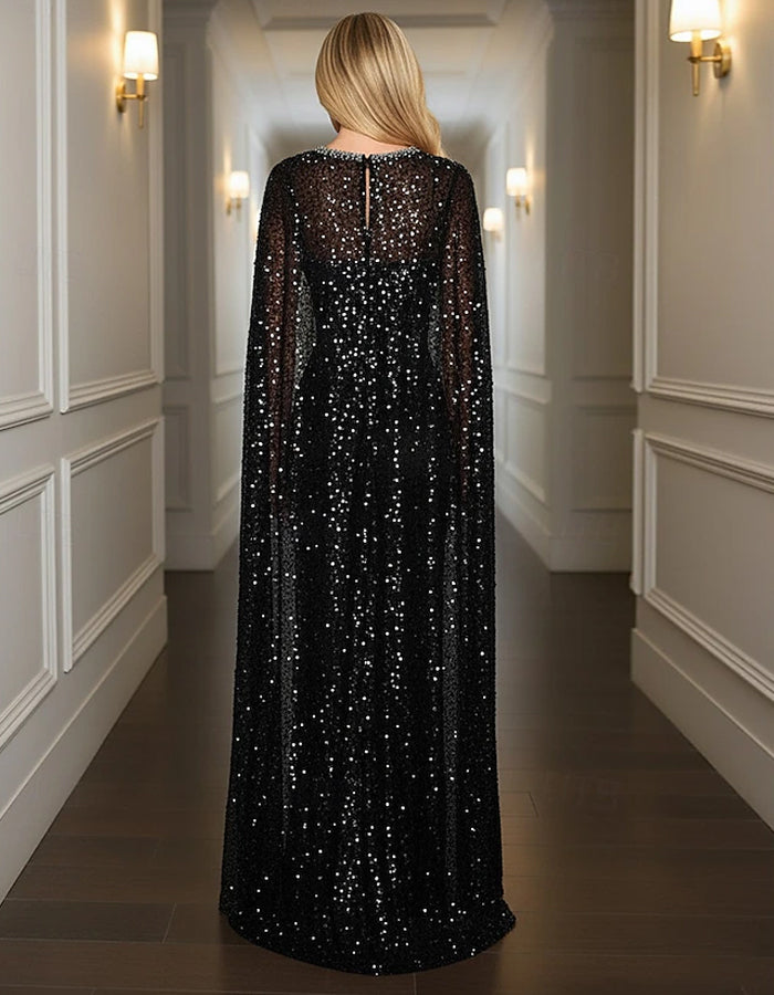 Solid Color Satin With Sequins Maxi Dress