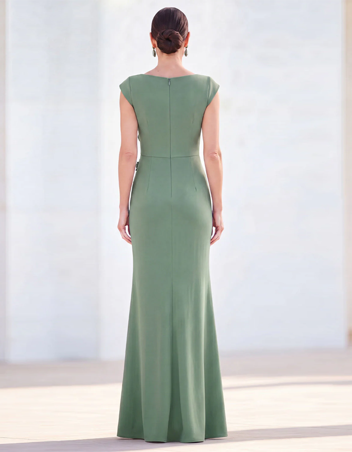 Elegant Floor-length Boat-shaped 3D Floral Maxi Dress
