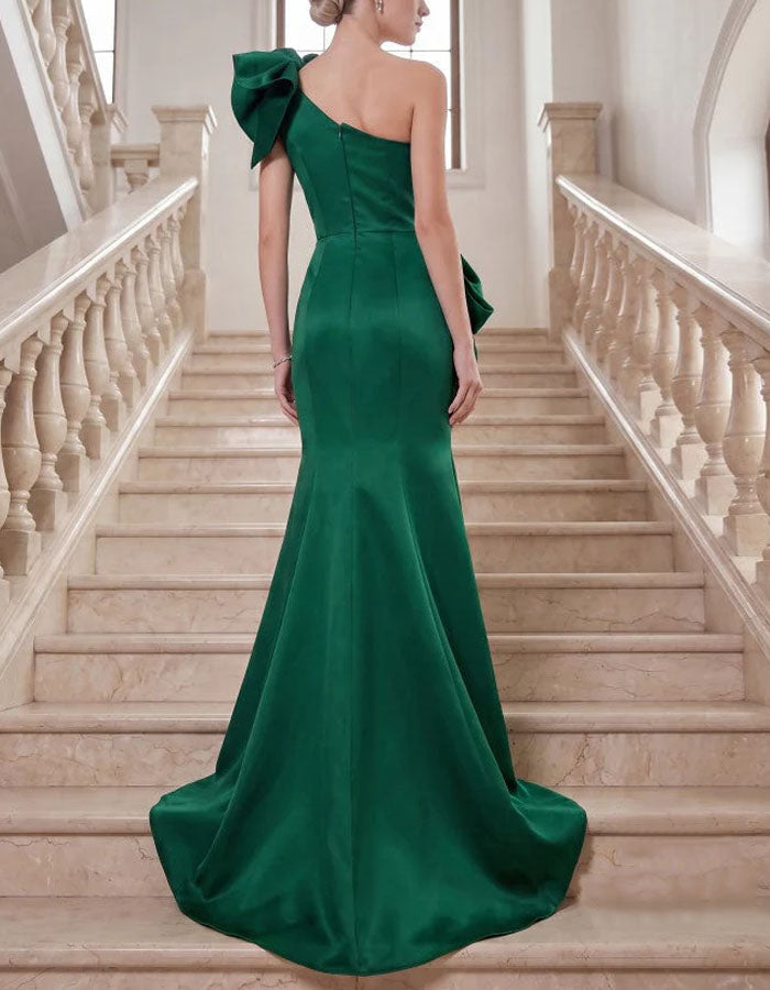 Solid Color Satin Shoulder Maxi Dress