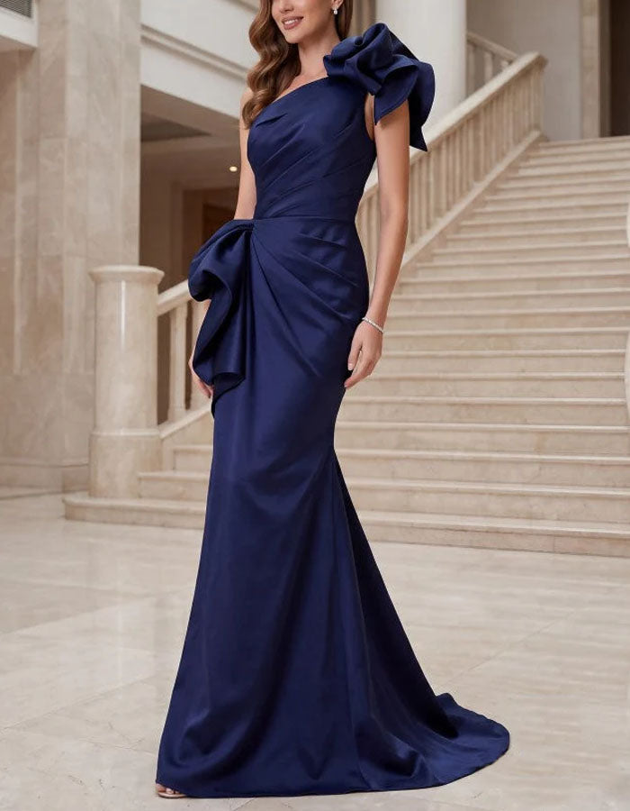 Solid Color Satin Shoulder Maxi Dress