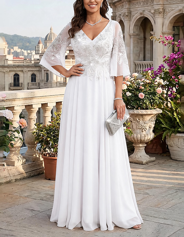 Sage Green Sequin-Embellished Chiffon Maxi Dress