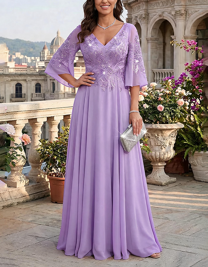 Sage Green Sequin-Embellished Chiffon Maxi Dress