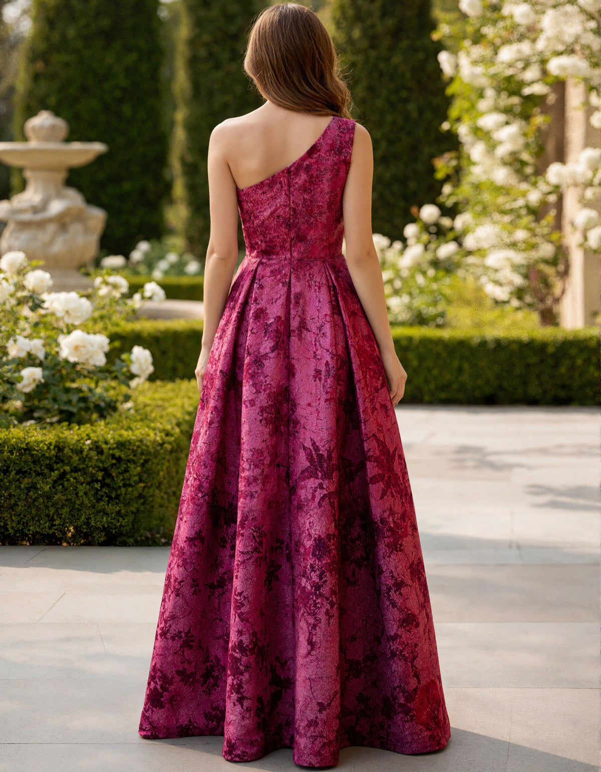 Rose Pink Floral Print Shoulder Maxi Dress