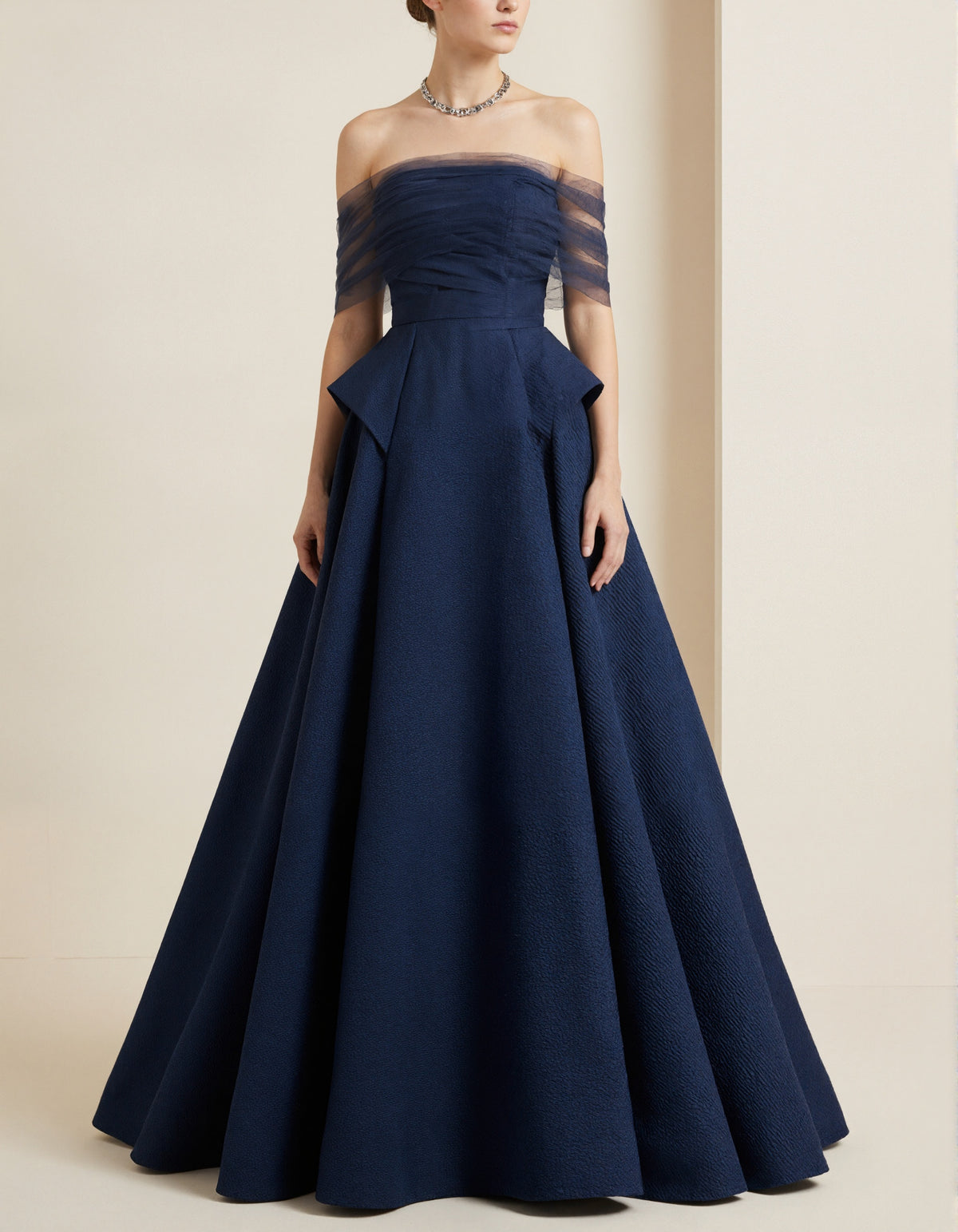 Dark Blue Off Shoulder Maxi Dress