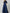 Navy Blue High‑Neck Puff Short‑Sleeve Sequin‑Bodice Satin A‑Line Maxi Dress
