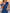 Blue One Shoulder Pleated 3D Flower Midi Dress