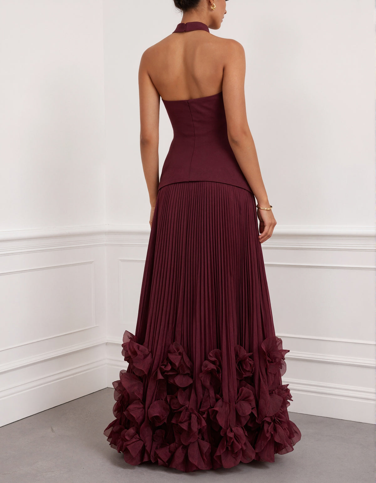 Solid Color Halter Neck Backless Maxi Dress