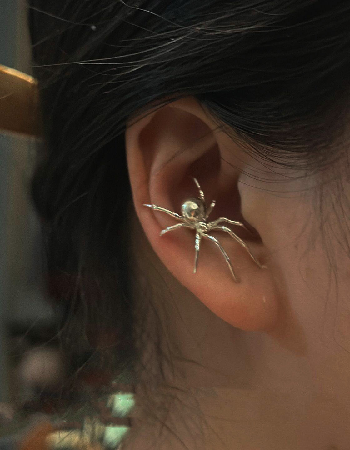 Silver Alloy Spider Drop Earrings for Women Evening Dress