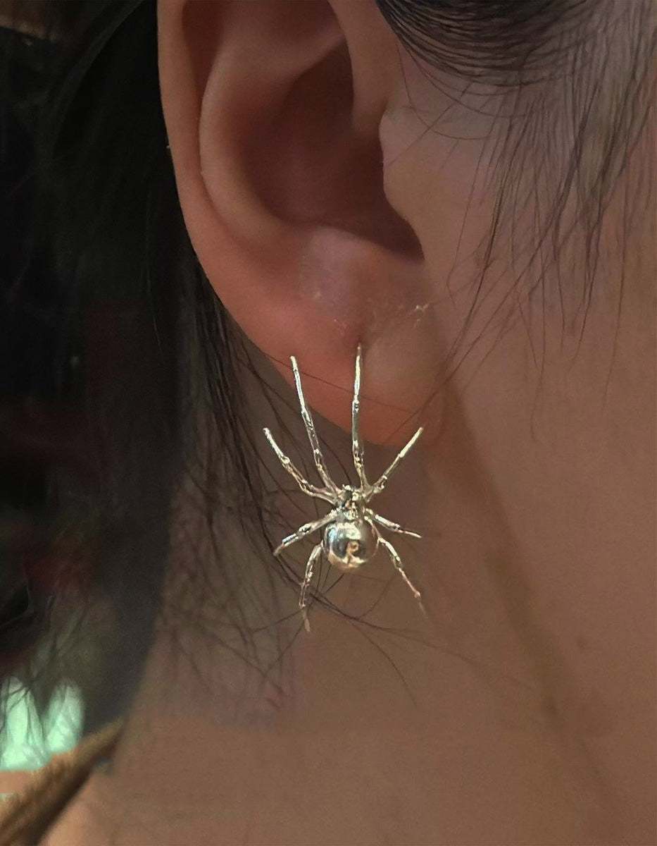 Silver Alloy Spider Drop Earrings for Women Evening Dress