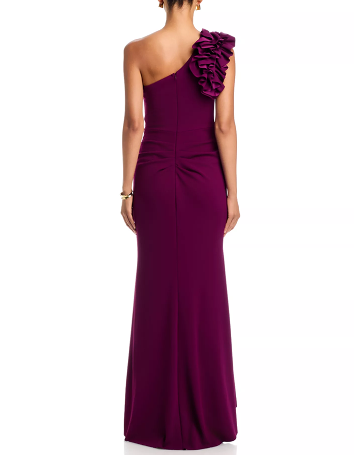 One Shoulder 3D Ruffle Maxi Dress