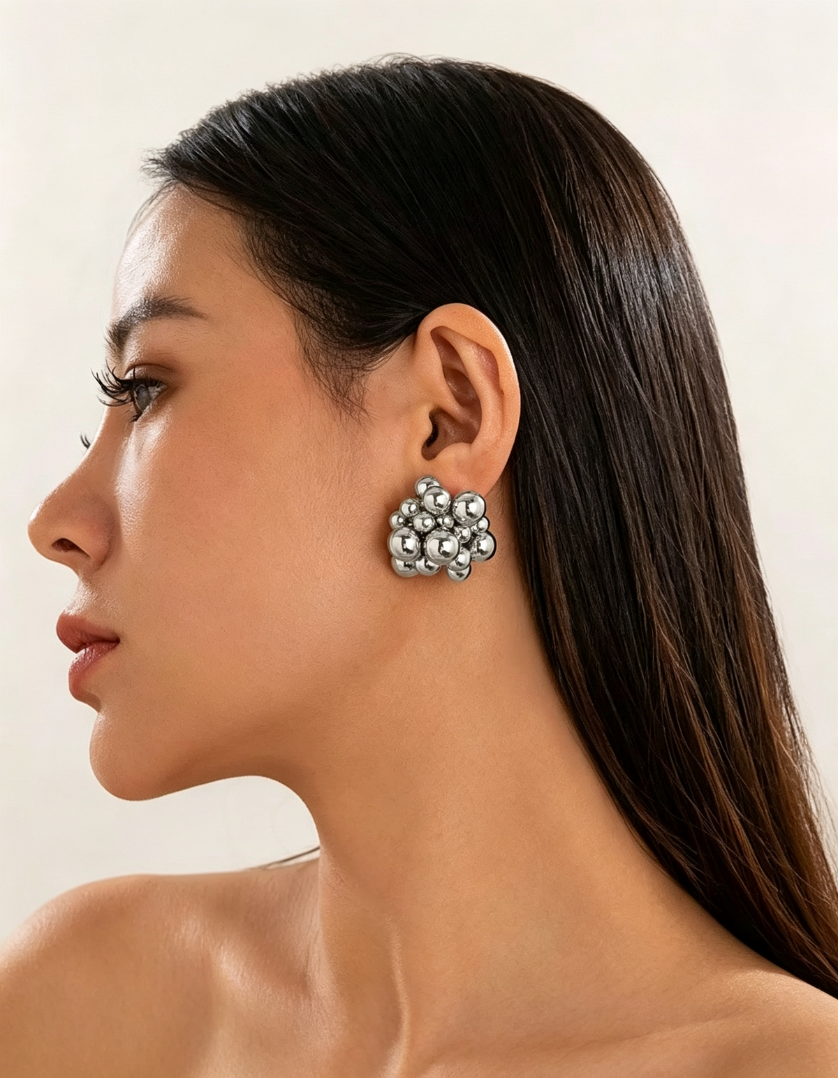 Gold Bubble Ball Cluster Statement Stud Earrings