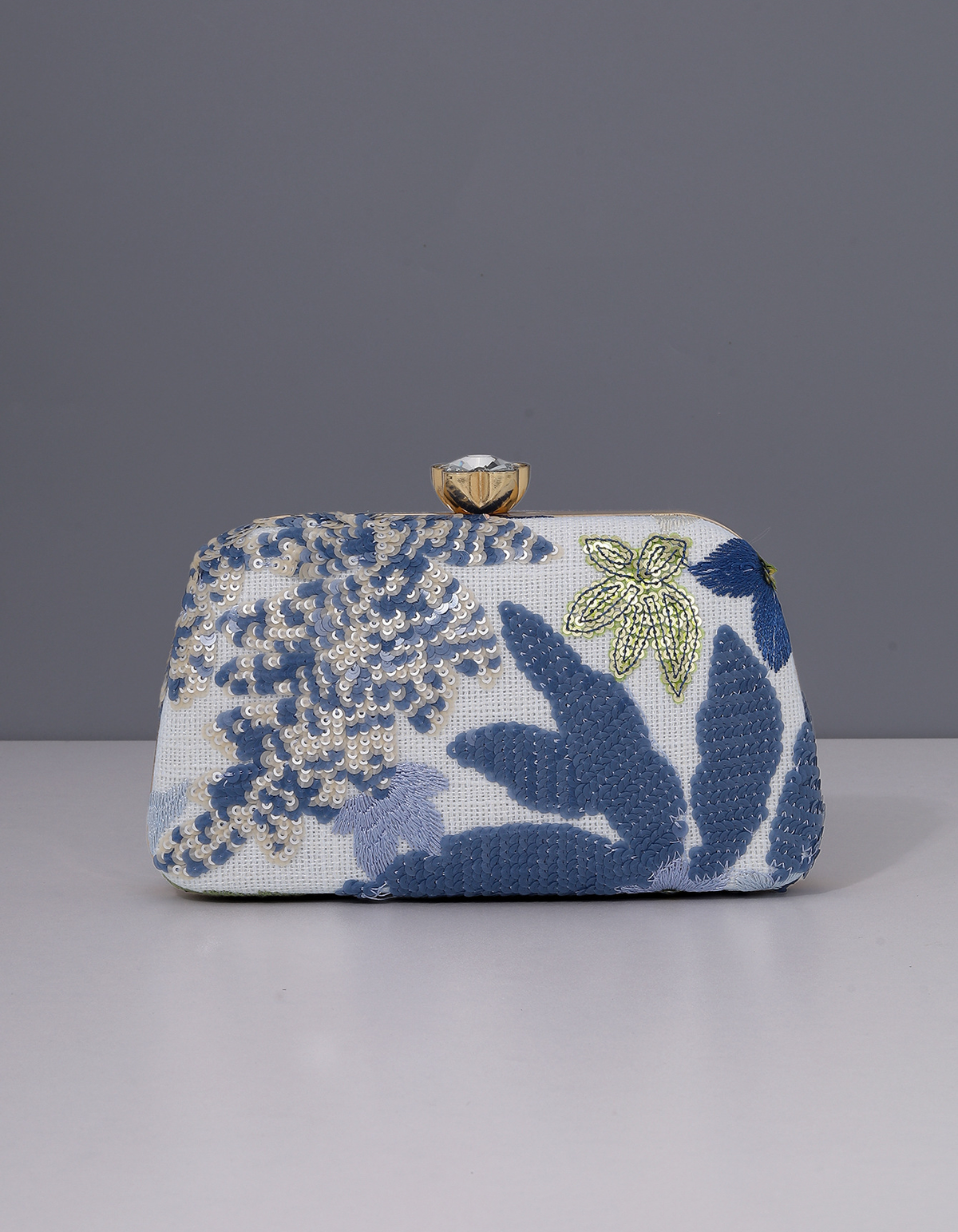 Champagne Floral Sequin Embroidered Evening Clutch Bag for Women Formal Party Dress