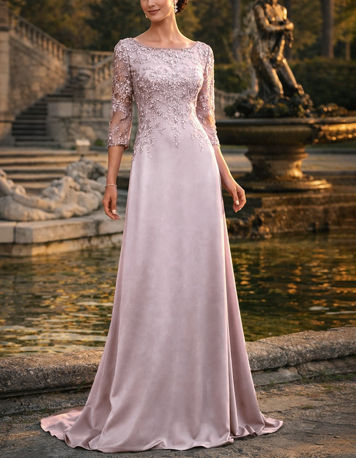 Solid Color Long Sleeve V-Neck With Sequins Maxi Dress