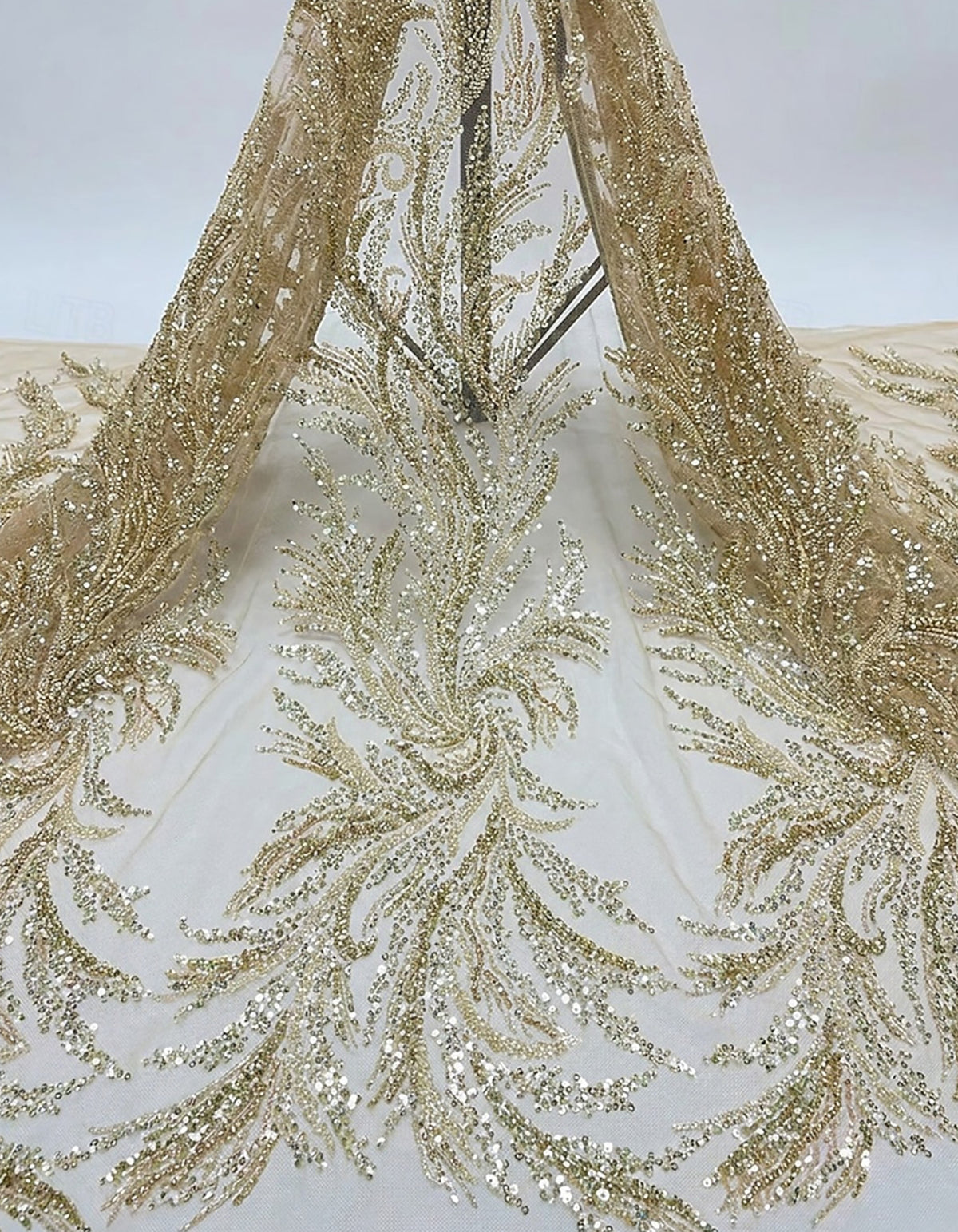 Solid Color Satin And Sequined Mesh Mermaid Style Maxi Dress