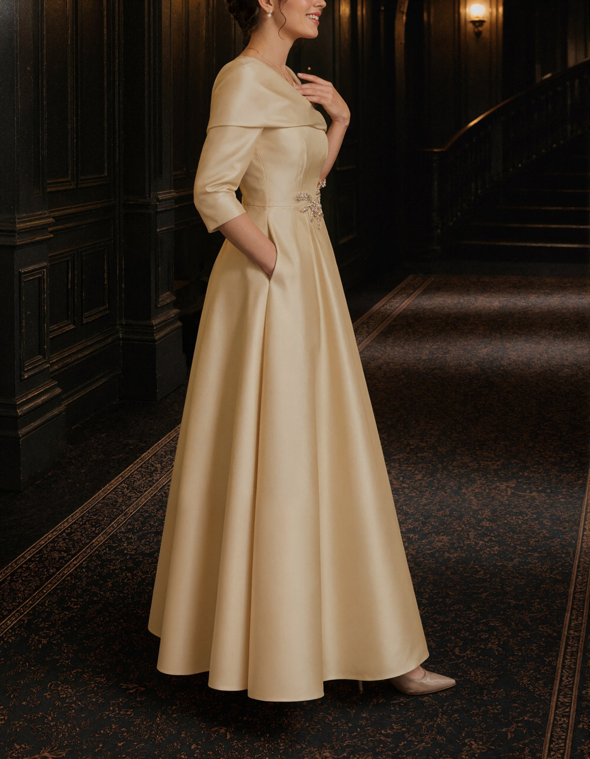 Solid Color Off The Shoulder Satin Maxi Dress