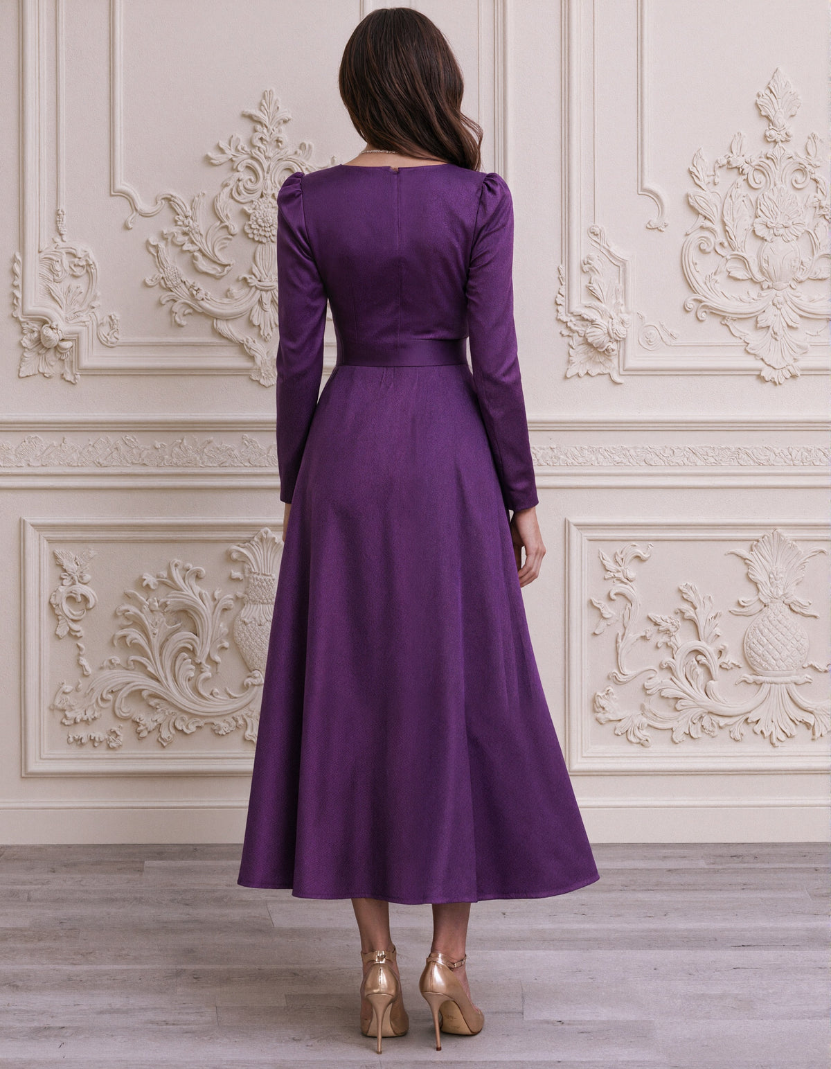 Solid Color Satin Midi Dress
