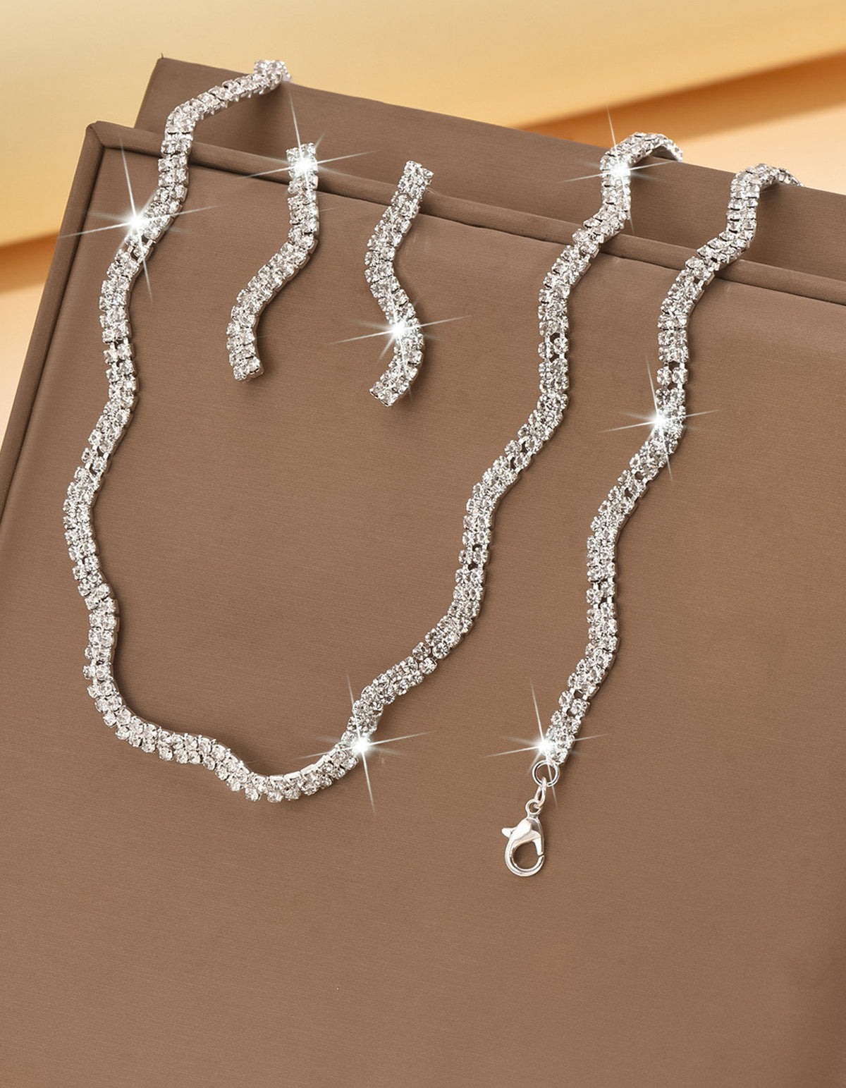 Rhinestone Necklace & Jewelry And Earrings 3-Piece Set