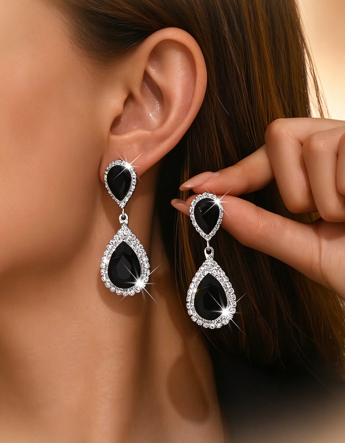 Colored Crystal Halo Drop Earrings