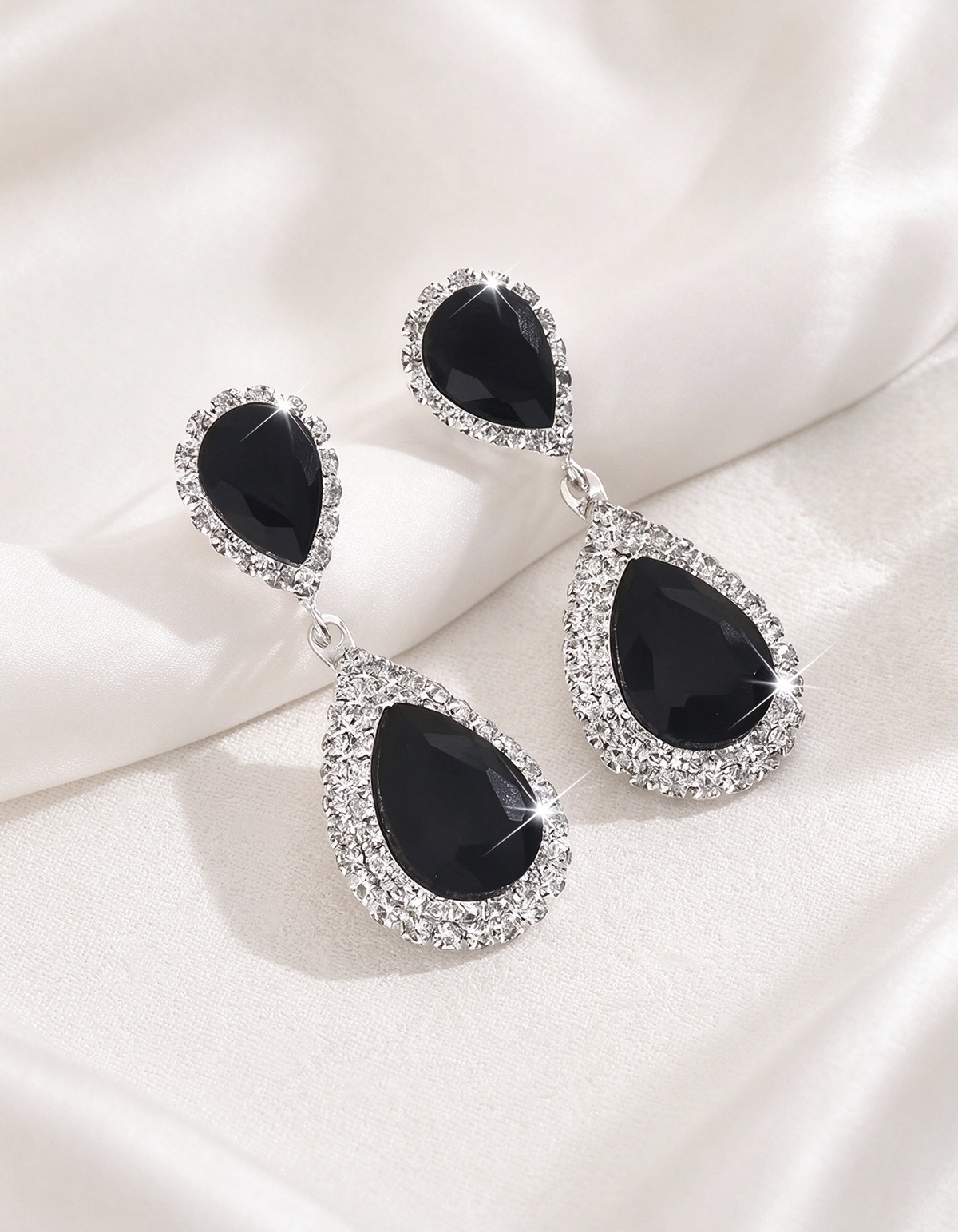 Colored Crystal Halo Drop Earrings