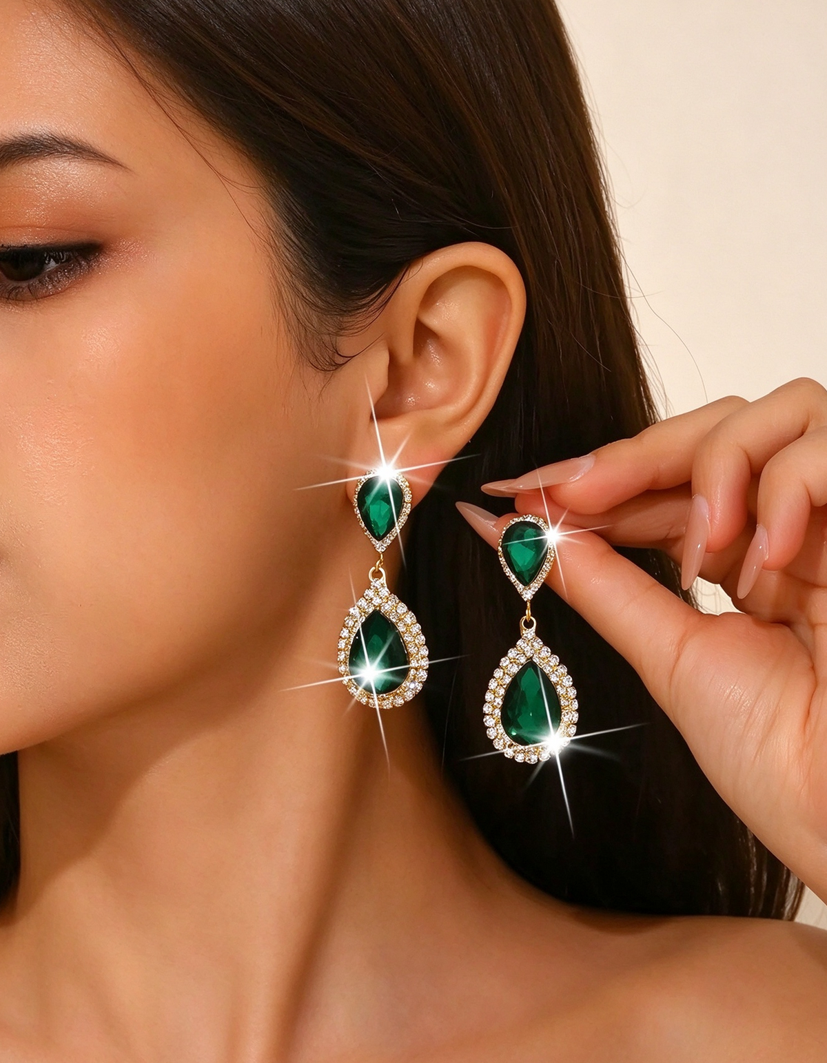 Colored Crystal Halo Drop Earrings