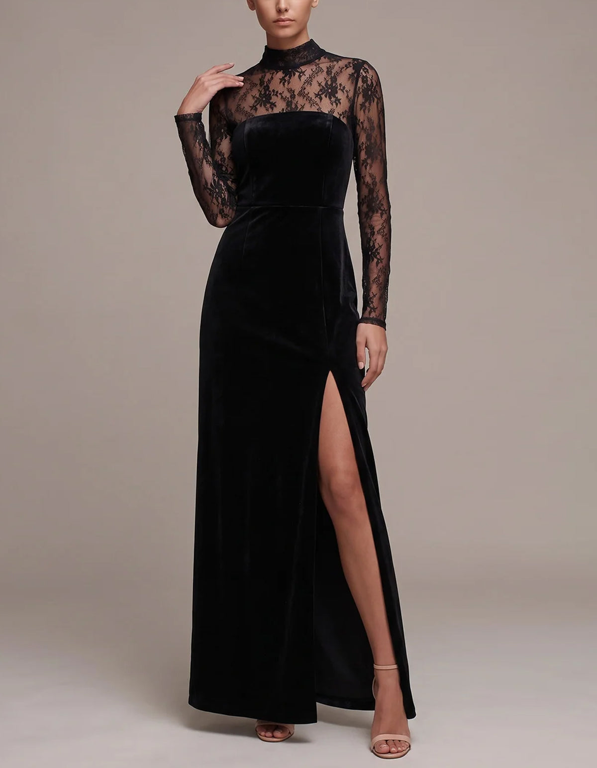 Black Velvet And Lace Maxi Dress