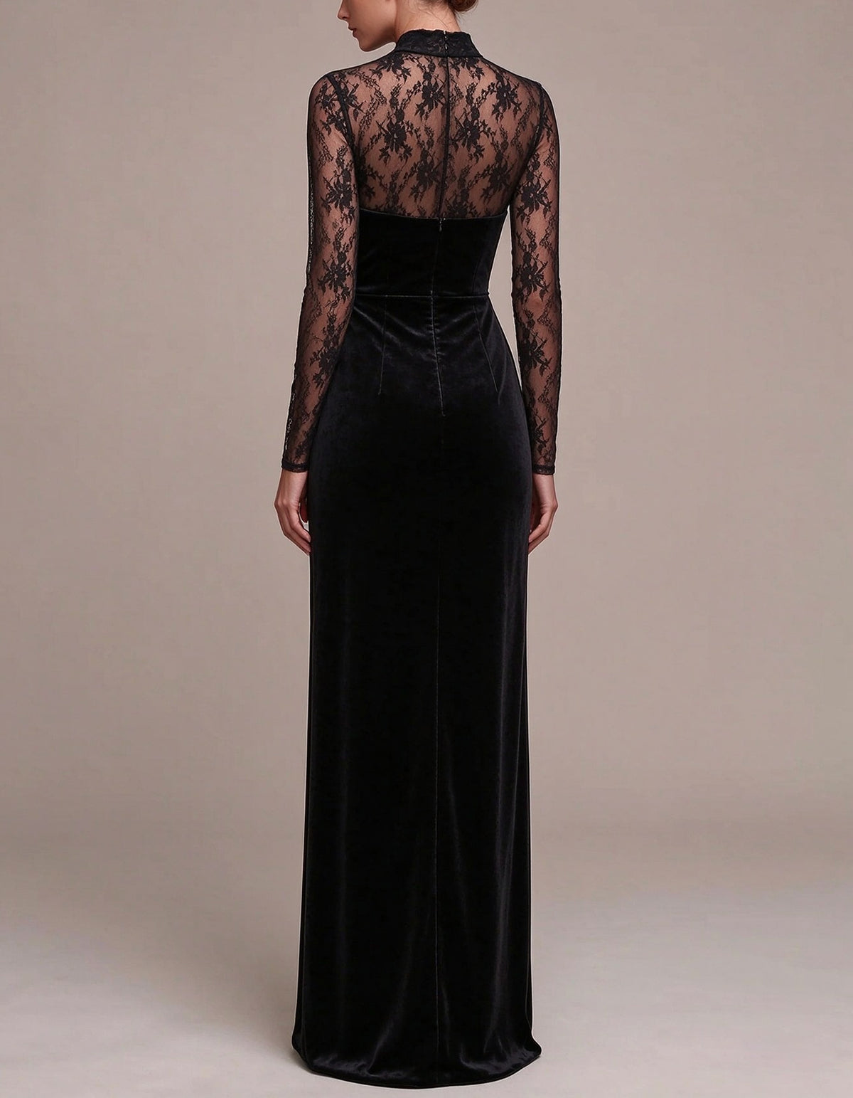 Black Velvet And Lace Maxi Dress