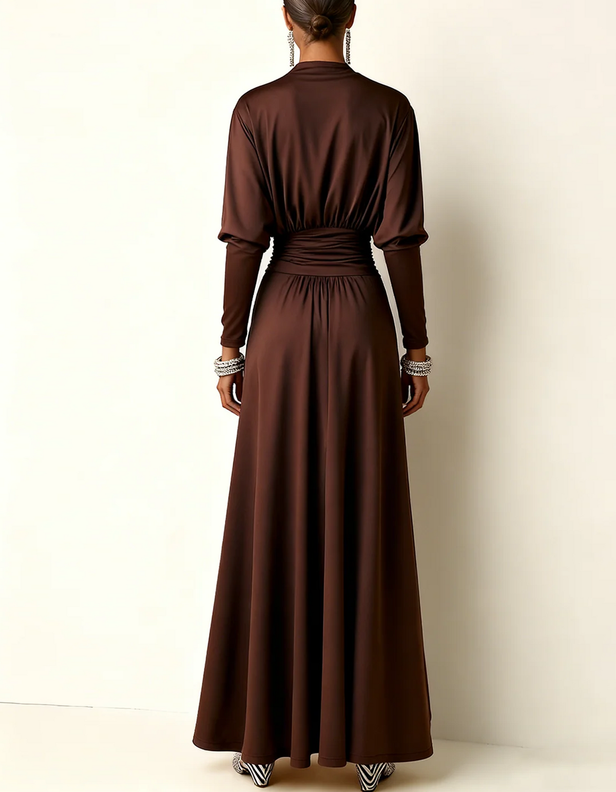 High Neck Satin Modest Maxi Dress