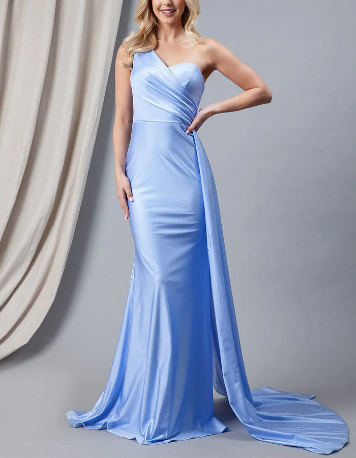 Slim-fit One-shoulder Satin Maxi Dress