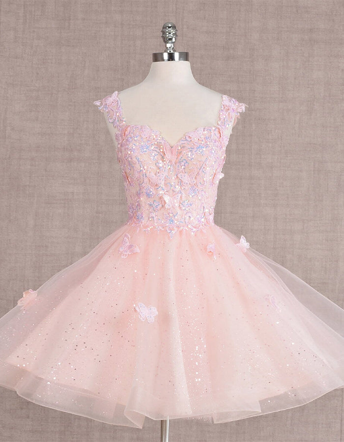 Butterfly Lace Short Sleeveless Mini Dress