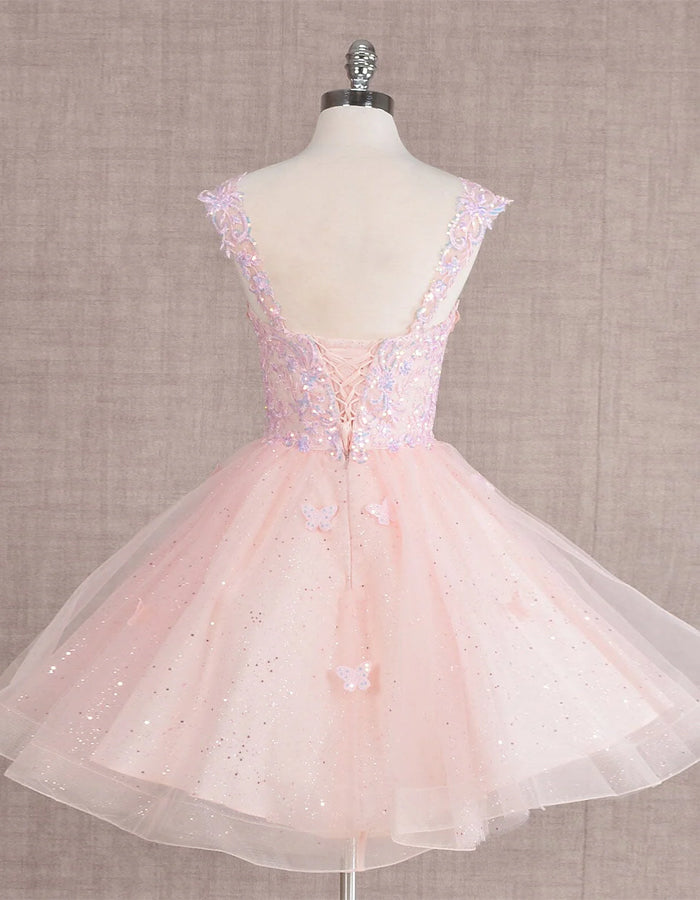Butterfly Lace Short Sleeveless Mini Dress