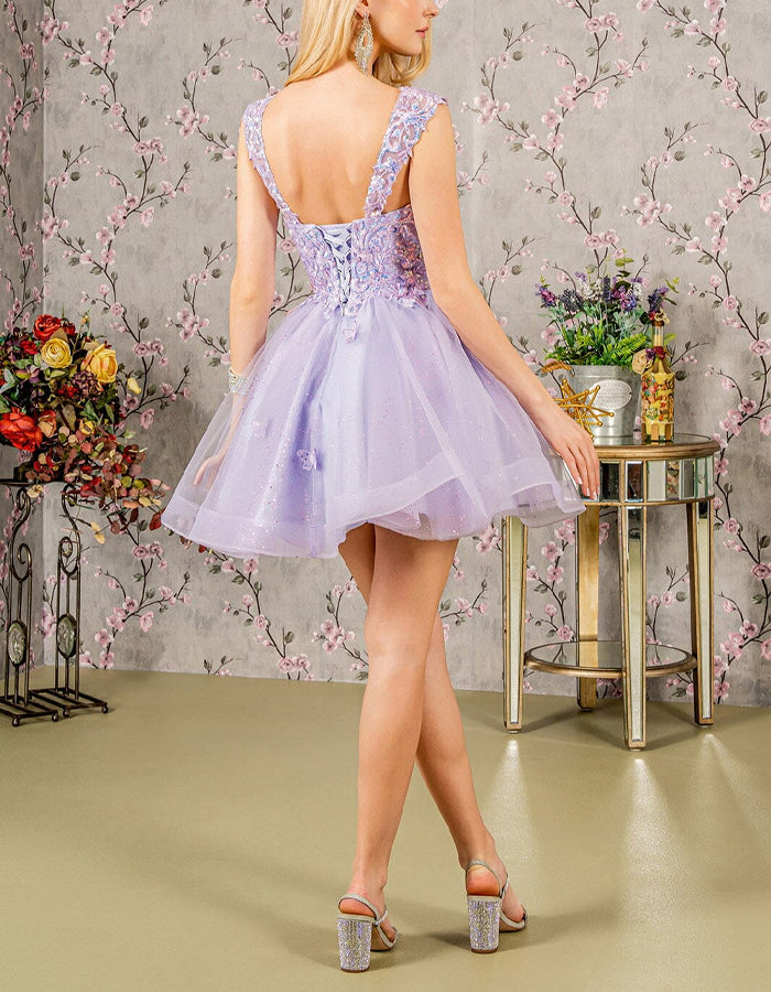 Butterfly Lace Short Sleeveless Mini Dress