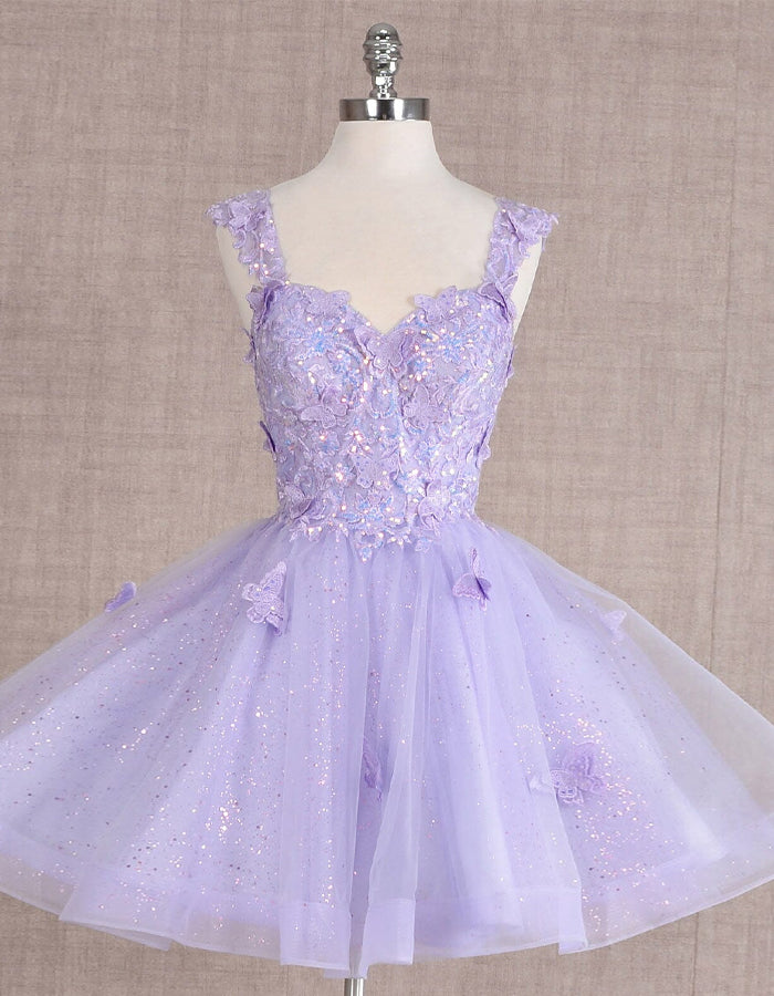 Butterfly Lace Short Sleeveless Mini Dress