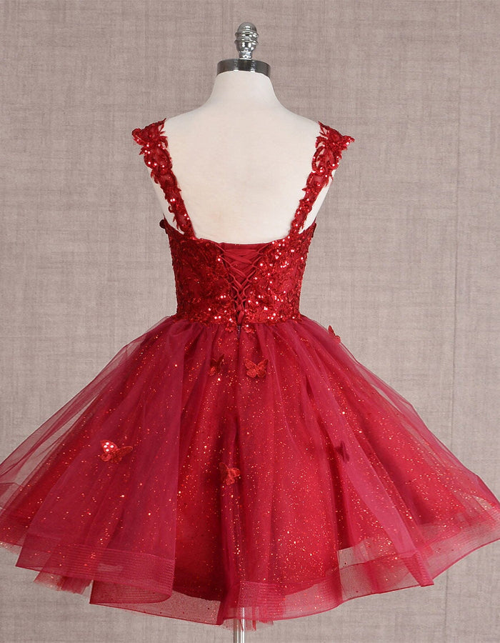 Butterfly Lace Short Sleeveless Mini Dress