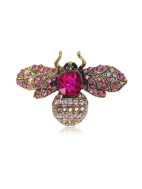 Vintage Crystal And Diamond Bee Brooch