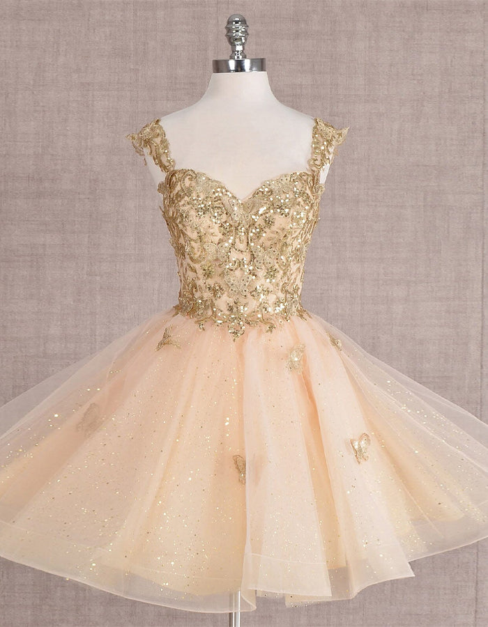 Butterfly Lace Short Sleeveless Mini Dress